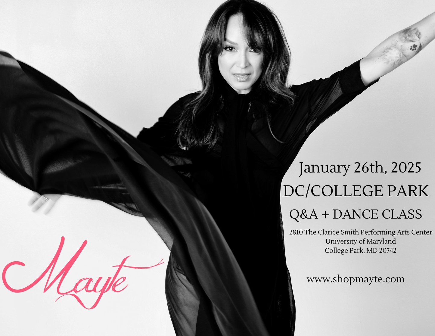 *DC/COLLEGE PARK! CLASS/Q&A WITH MAYTE -JANUARY 26, 2025 Q&A/CLASS ONLY OPTIONS AVAILABLE! (Copy)