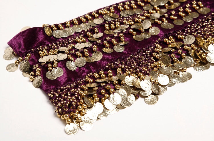 Plum and gold 4x plus velvet hip scarf